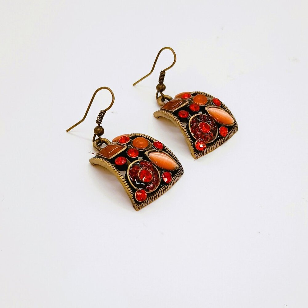 Cats Eye Rhinestone Dangle Earrings Boho Chunky Drop Retro Fall Jewelry